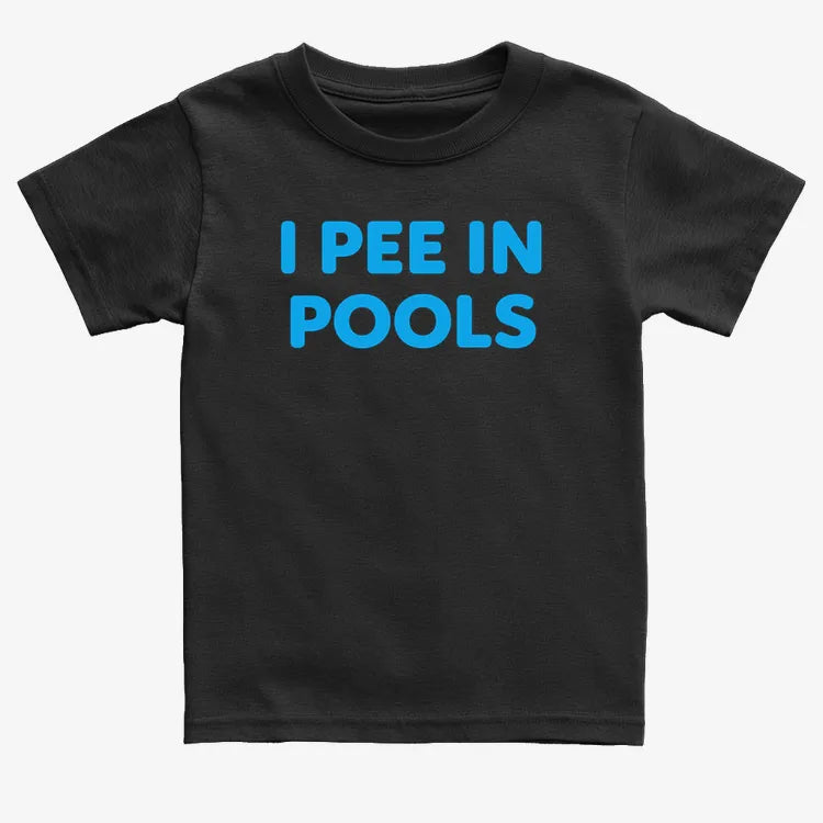I Pee in Pools Fun Statement-Kids T-Shirt-Black