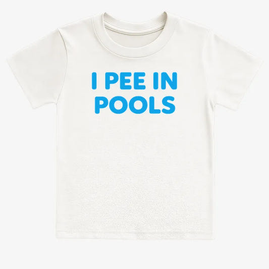 I Pee in Pools Fun Statement-Kids T-Shirt-White