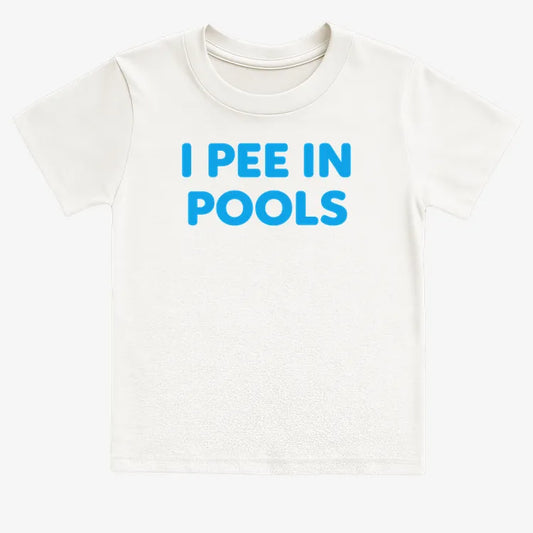 I Pee in Pools Fun Statement-Kids T-Shirt-White