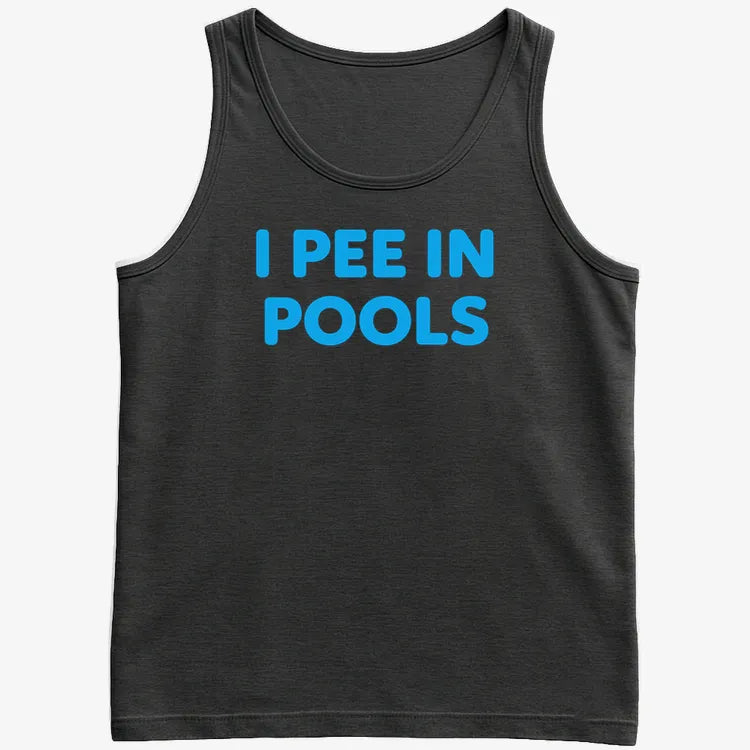 I Pee in Pools Fun Statement-Men's Tank Top-Black