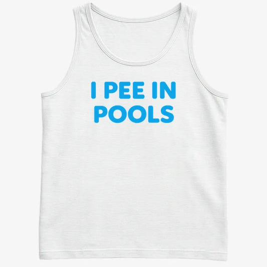 I Pee in Pools Fun Statement-Men's Tank Top-White