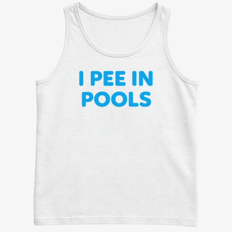 I Pee in Pools Fun Statement-Men's Tank Top-White
