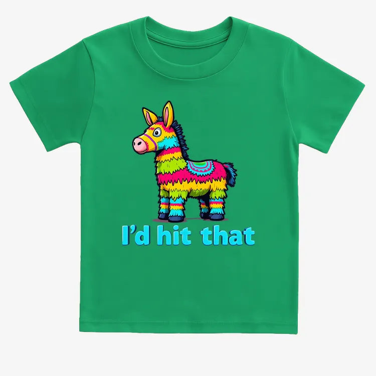 I’d Hit That Piñata Humor Tee-Kids T-Shirt-Green