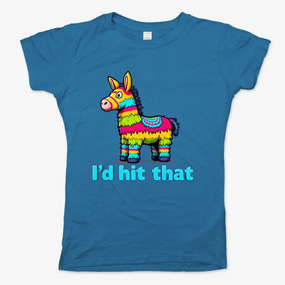 I’d Hit That Piñata Humor Tee-Women's T-Shirt-Sky Blue