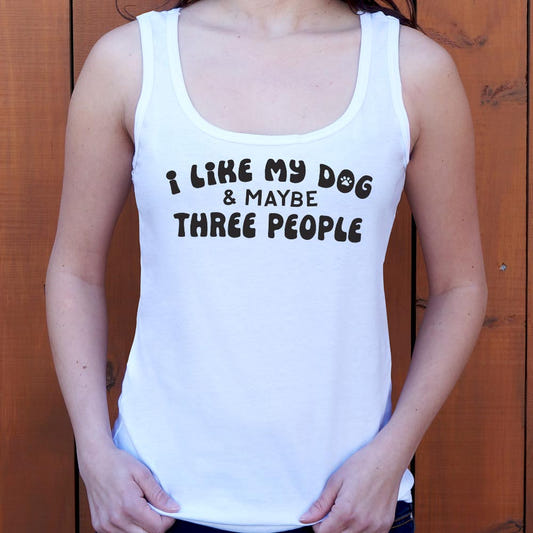 I Like My Dog & Maybe Three People graphic Women's Tank Top in Gray Granite