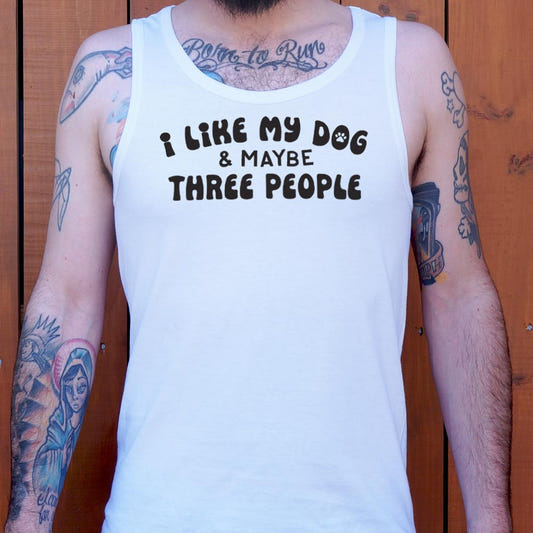 I Like My Dog & Maybe Three People graphic Men's Tank Top in White