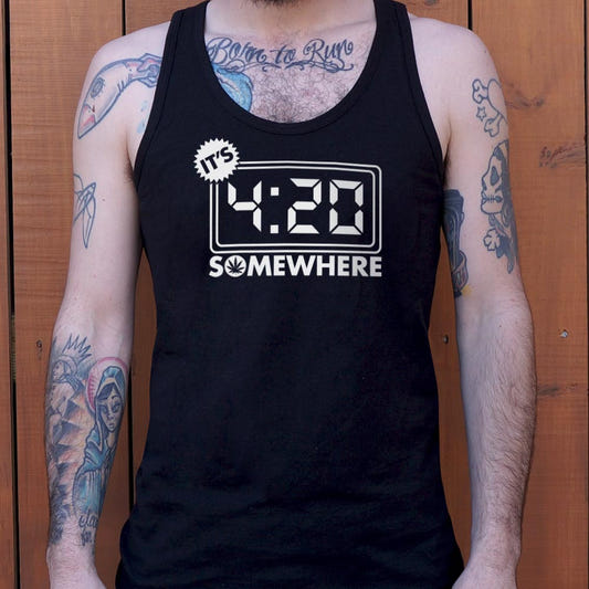 It's 4:20 Somewhere Digital Clock graphic Men's Tank Top in Black