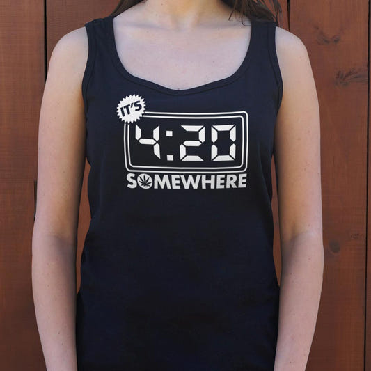 It's 4:20 Somewhere Digital Clock graphic Women's Tank Top in Midnight
