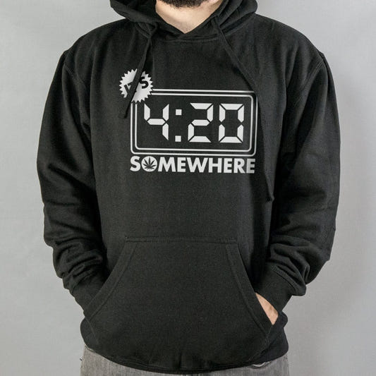 It's 4:20 Somewhere Digital Clock graphic Hoodie in Black