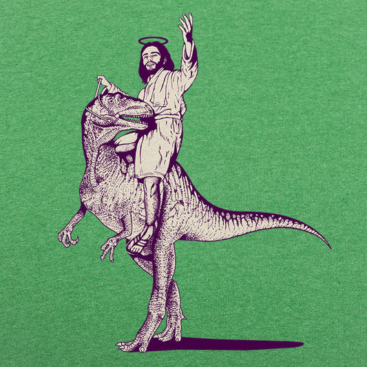 Jesus Lizard - Jesus Riding a Raptor Dinosaur graphic tee design