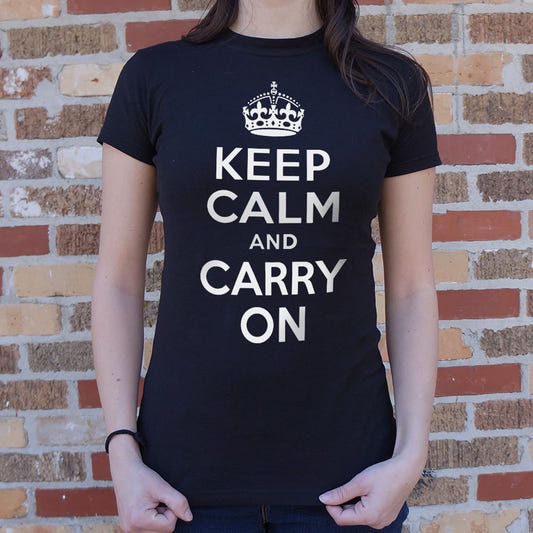 Keep Calm And Carry On graphic Women's T-Shirt in Midnight