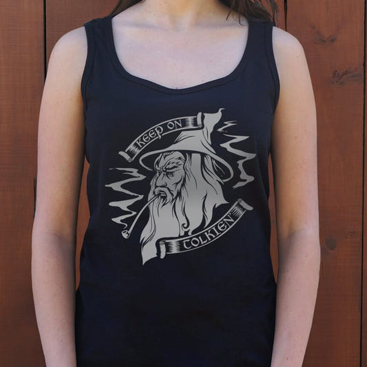 Keep On Tolkien Wizard graphic Women's Tank Top in Midnight