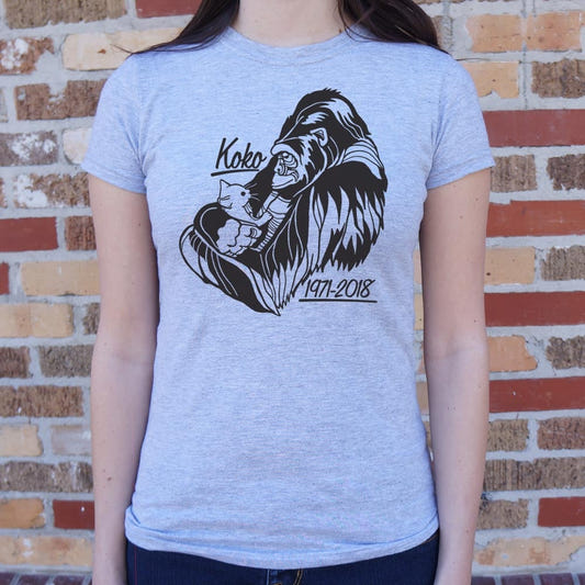Koko Memorial Gorilla 1971-2018 graphic Women's T-Shirt in Gray Granite