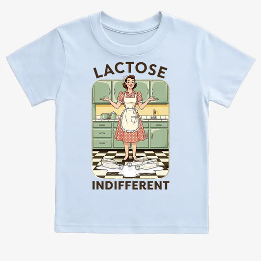 Lactose Indifferent Retro Kitchen Humor-Kids T-Shirt-Blue