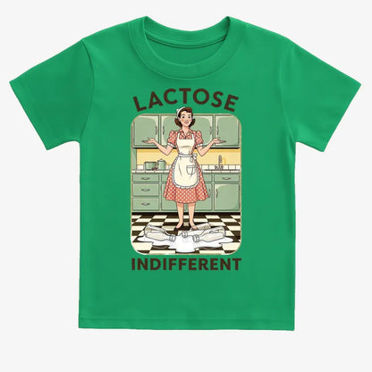 Lactose Indifferent Retro Kitchen Humor-Kids T-Shirt-Green