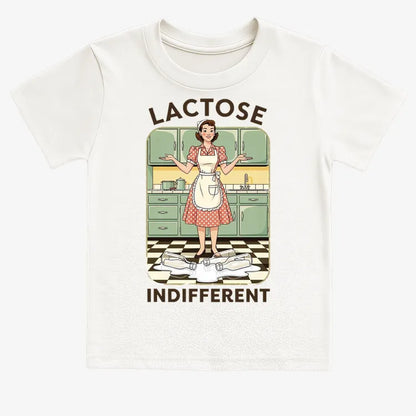 Lactose Indifferent Retro Kitchen Humor-Kids T-Shirt-White