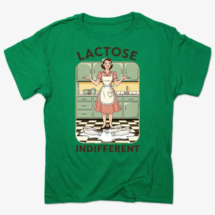Lactose Indifferent Retro Kitchen Humor-Men's T-Shirt-Kelly Green Heather