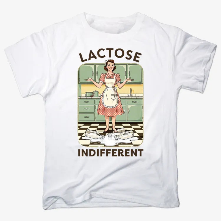 Lactose Indifferent Retro Kitchen Humor-Men's T-Shirt-White