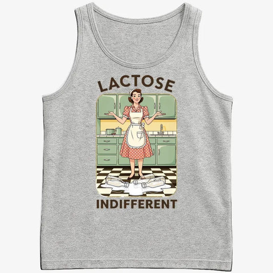 Lactose Indifferent Retro Kitchen Humor-Men's Tank Top-Gray Heather
