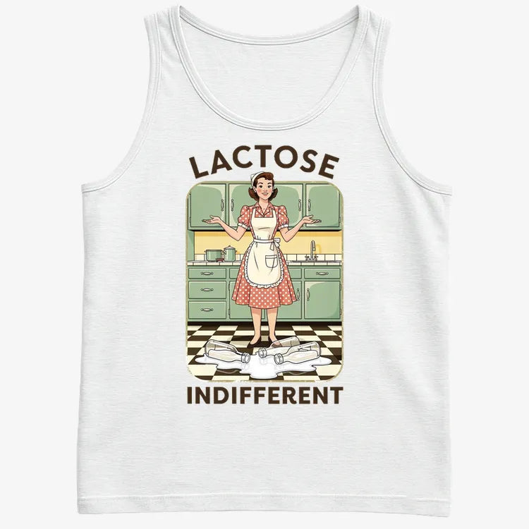 Lactose Indifferent Retro Kitchen Humor-Men's Tank Top-White