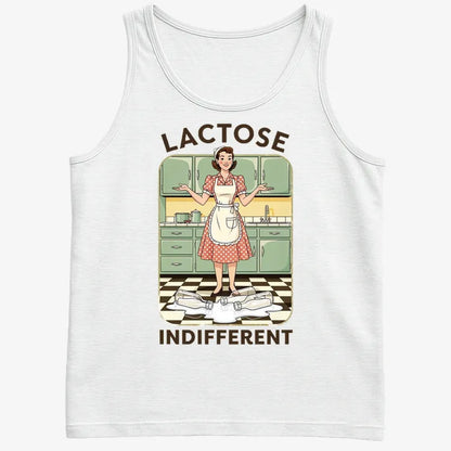 Lactose Indifferent Retro Kitchen Humor-Men's Tank Top-White