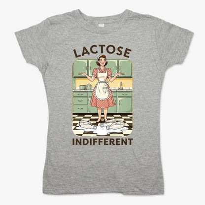 Lactose Indifferent Retro Kitchen Humor-Women's T-Shirt-Gray Granite