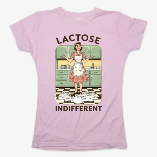 Lactose Indifferent Retro Kitchen Humor-Women's T-Shirt-Soft Pink