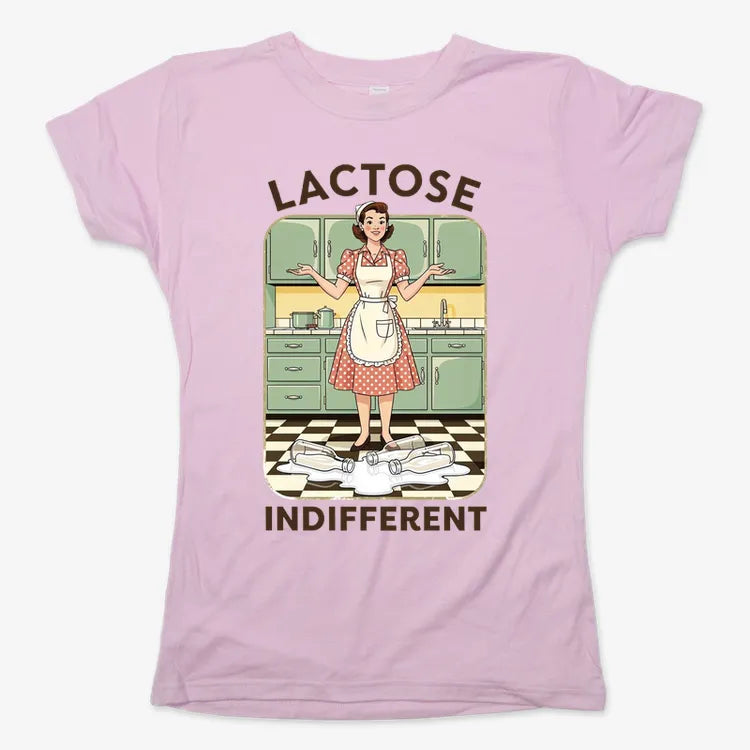 Lactose Indifferent Retro Kitchen Humor-Women's T-Shirt-Soft Pink