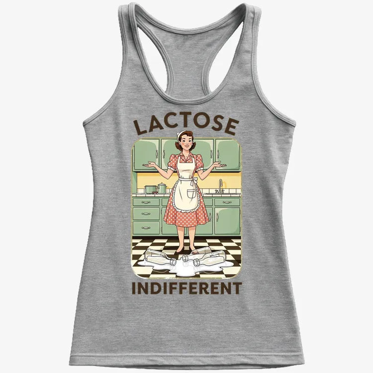 Lactose Indifferent Retro Kitchen Humor-Women's Tank Top-Gray Granite