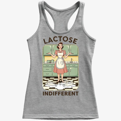 Lactose Indifferent Retro Kitchen Humor-Women's Tank Top-Gray Granite