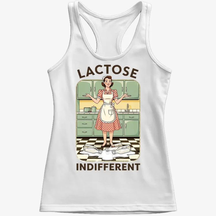Lactose Indifferent Retro Kitchen Humor-Women's Tank Top-Snow