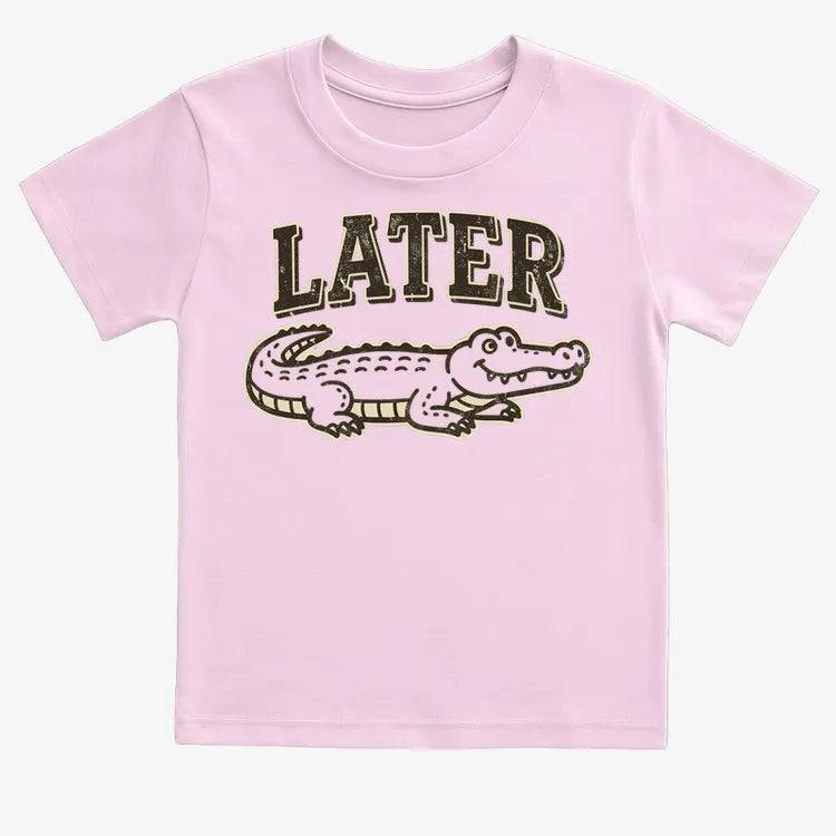 Later Alligator-Kids T-Shirt-Pink