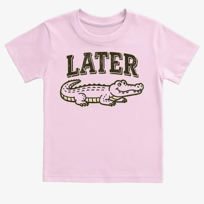 Later Alligator-Kids T-Shirt-Pink