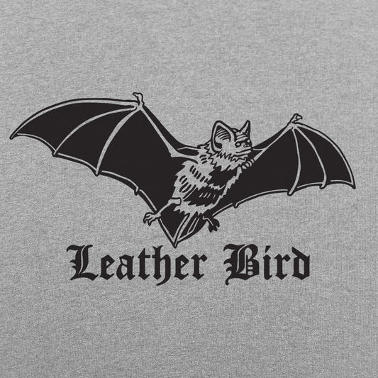 Leather Bird Bat Pun Parody graphic tee design