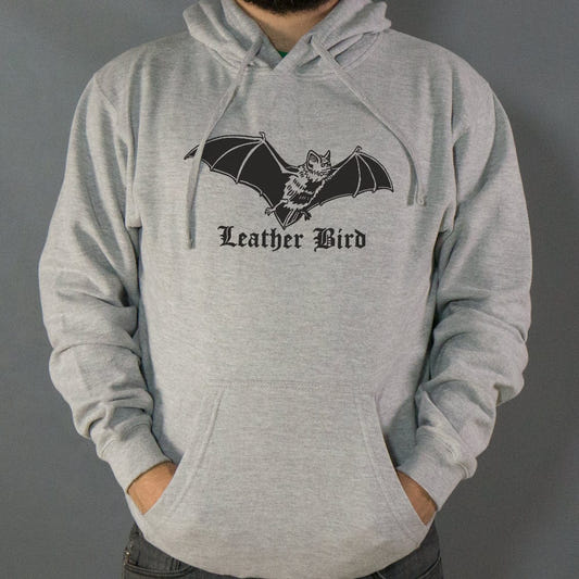 Leather Bird Bat Pun Parody graphic Hoodie in Gray Heather