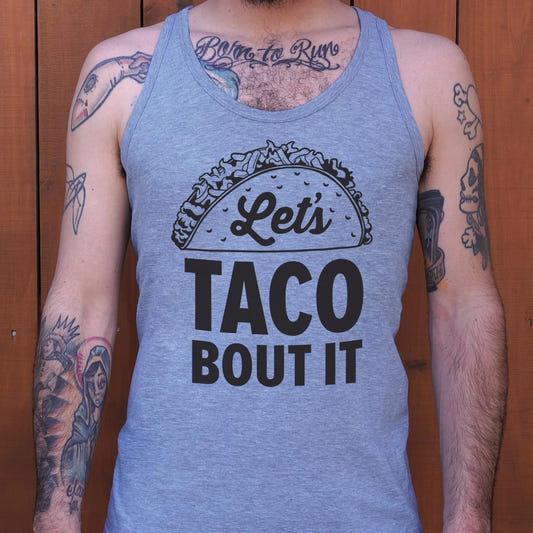 Let's Taco Bout It Loaded Taco Pun graphic Men's Tank Top in Gray Heather