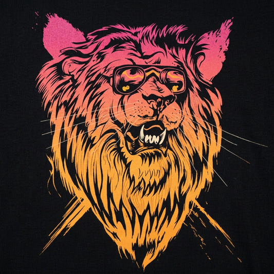 Lion-el Rich-eyes Neon Lion Wearing Sunglasses detail