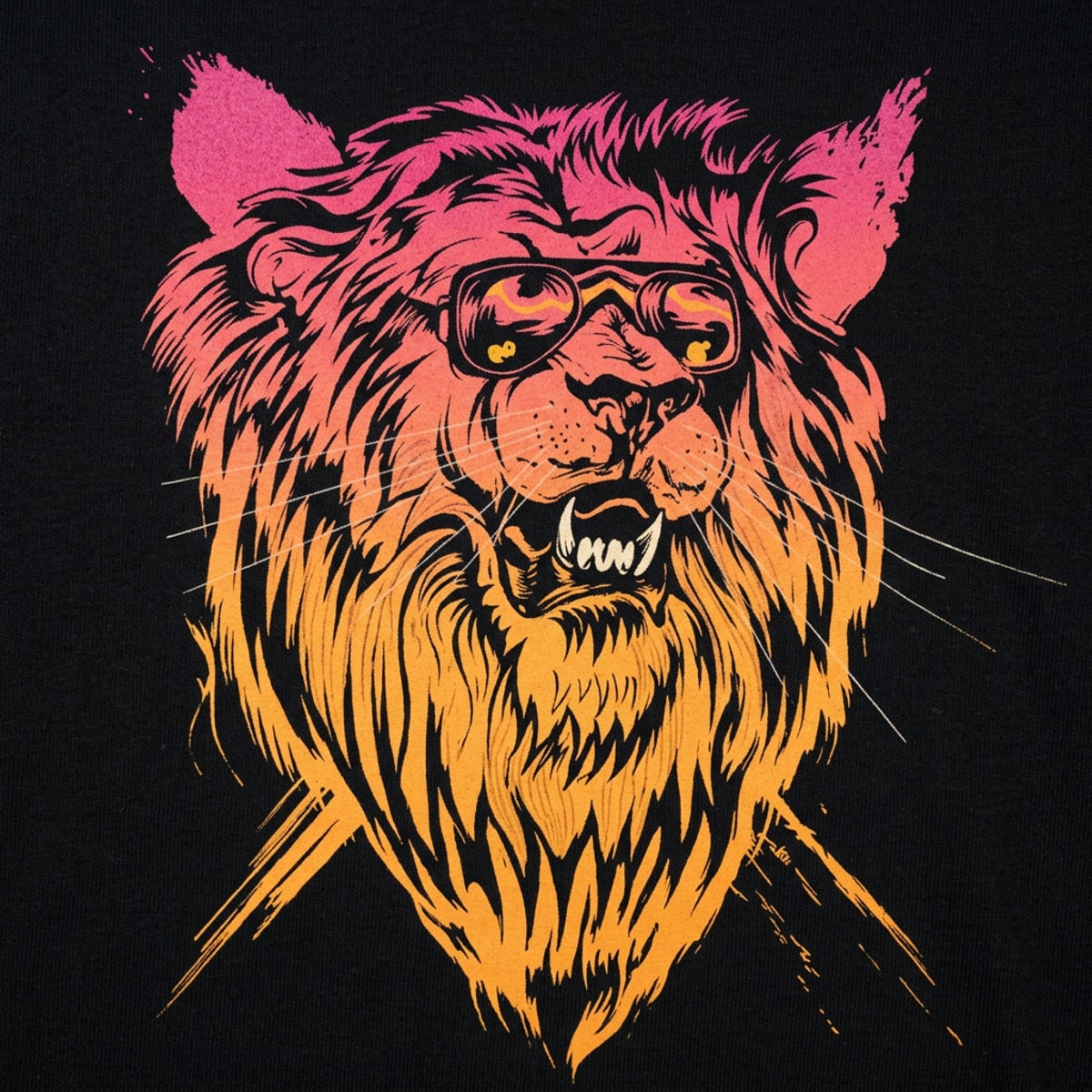Lion-el Rich-eyes Neon Lion Wearing Sunglasses detail