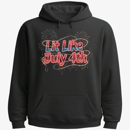 Lit Like July 4th-Hoodie-Black