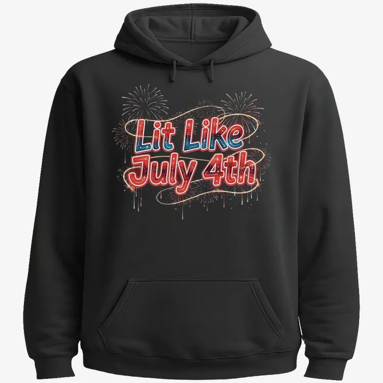 Lit Like July 4th-Hoodie-Black