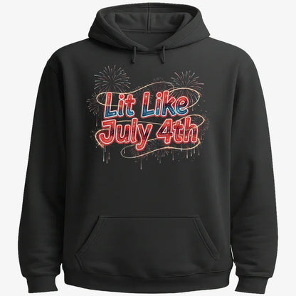 Lit Like July 4th-Hoodie-Black