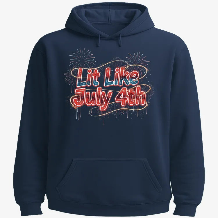 Lit Like July 4th-Hoodie-Navy Blue