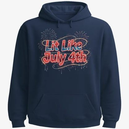 Lit Like July 4th-Hoodie-Navy Blue