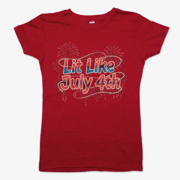 Lit Like July 4th-Women's T-Shirt-Deep Red