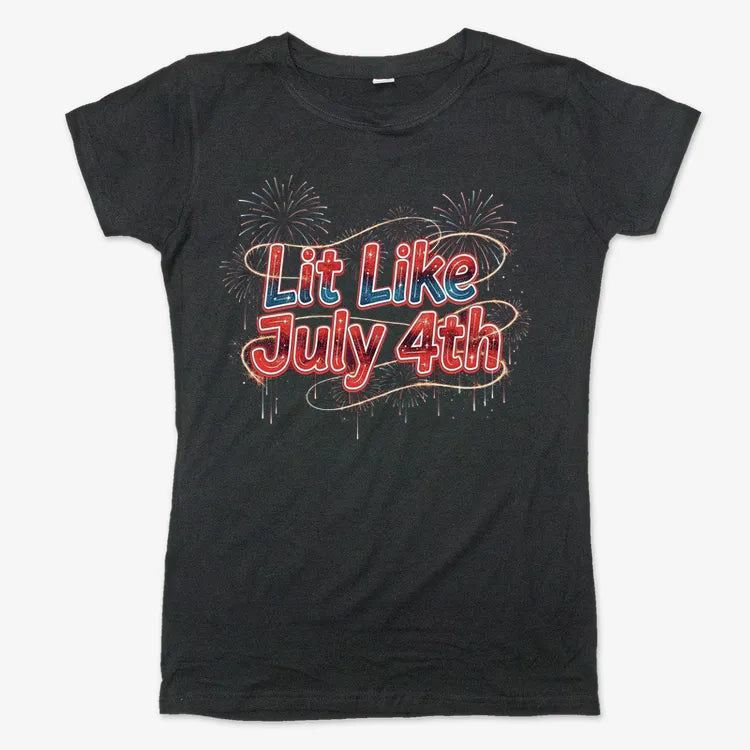 Lit Like July 4th-Women's T-Shirt-Midnight