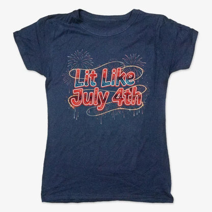 Lit Like July 4th-Women's T-Shirt-True Navy