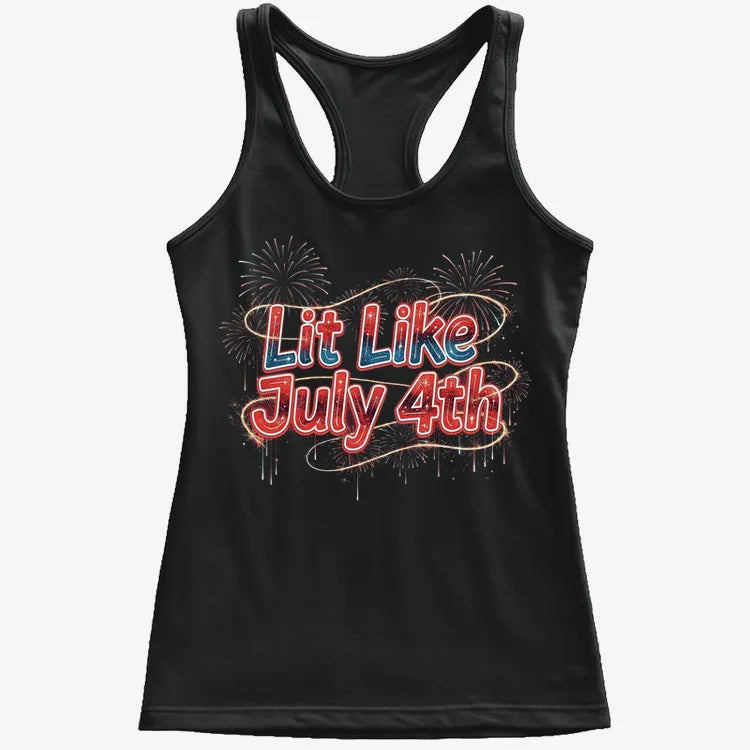 Lit Like July 4th-Women's Tank Top-Midnight