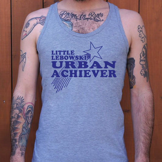 Little Lebowski Urban Achiever Star Badge graphic Men's Tank Top in Gray Heather