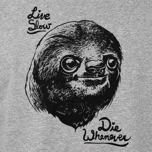 Live Slow Die Whenever Sloth Face detail