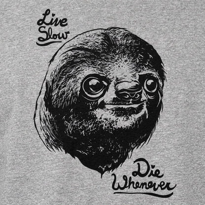 Live Slow Die Whenever Sloth Face detail